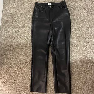 Black Aritzia Melina Leather Straight Pants